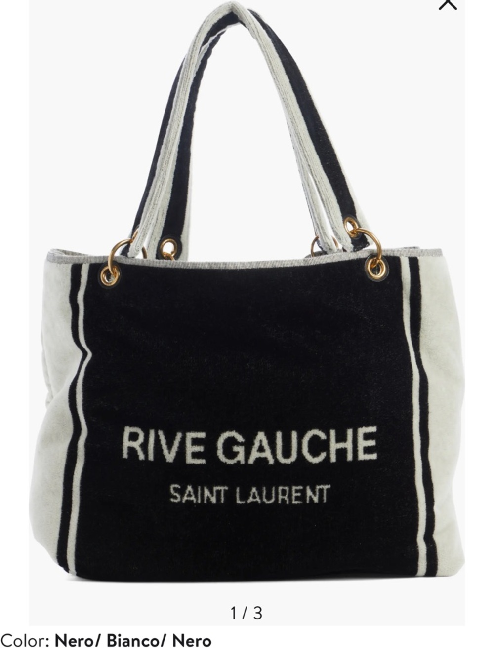 Saint Laurent Black and White Rive Gauche Tote